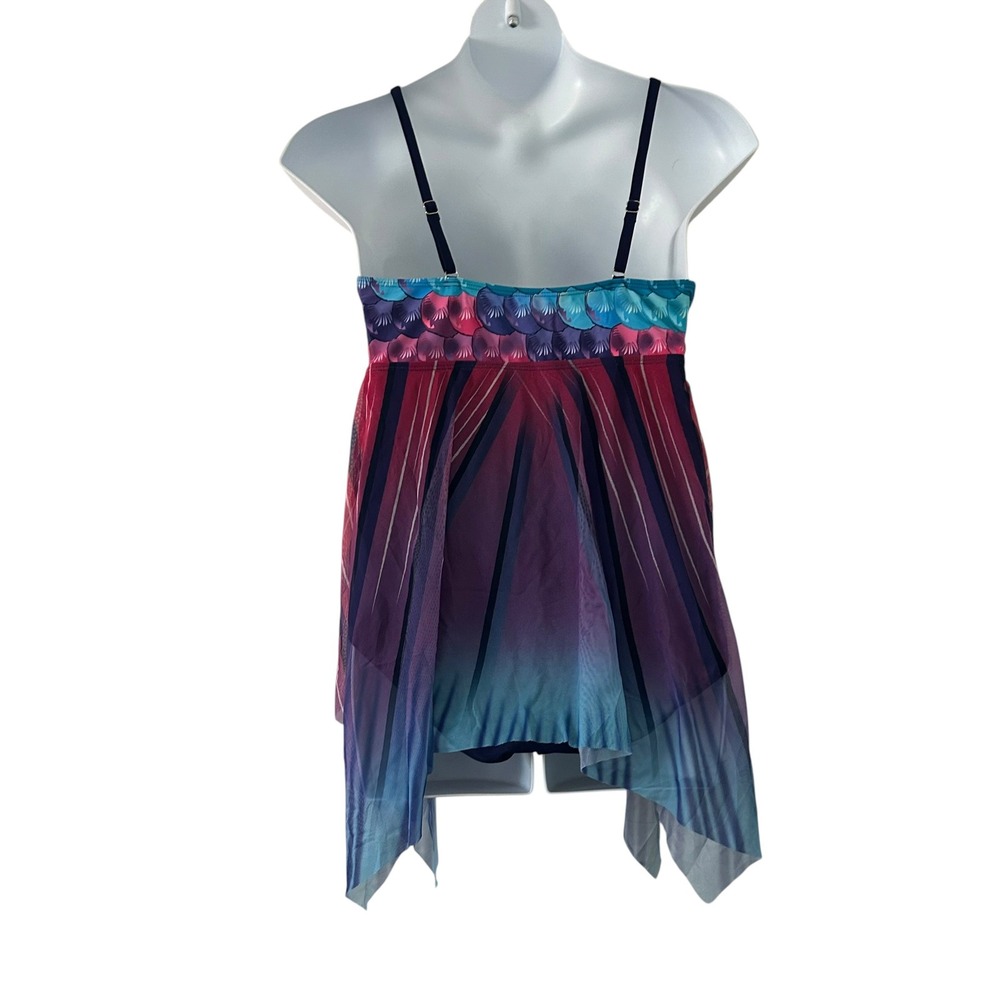 Women's Colorful Mesh Flowy Padded Adjustable Straps Swimsuit Dress 3XL NWOT - Picture 6 of 10